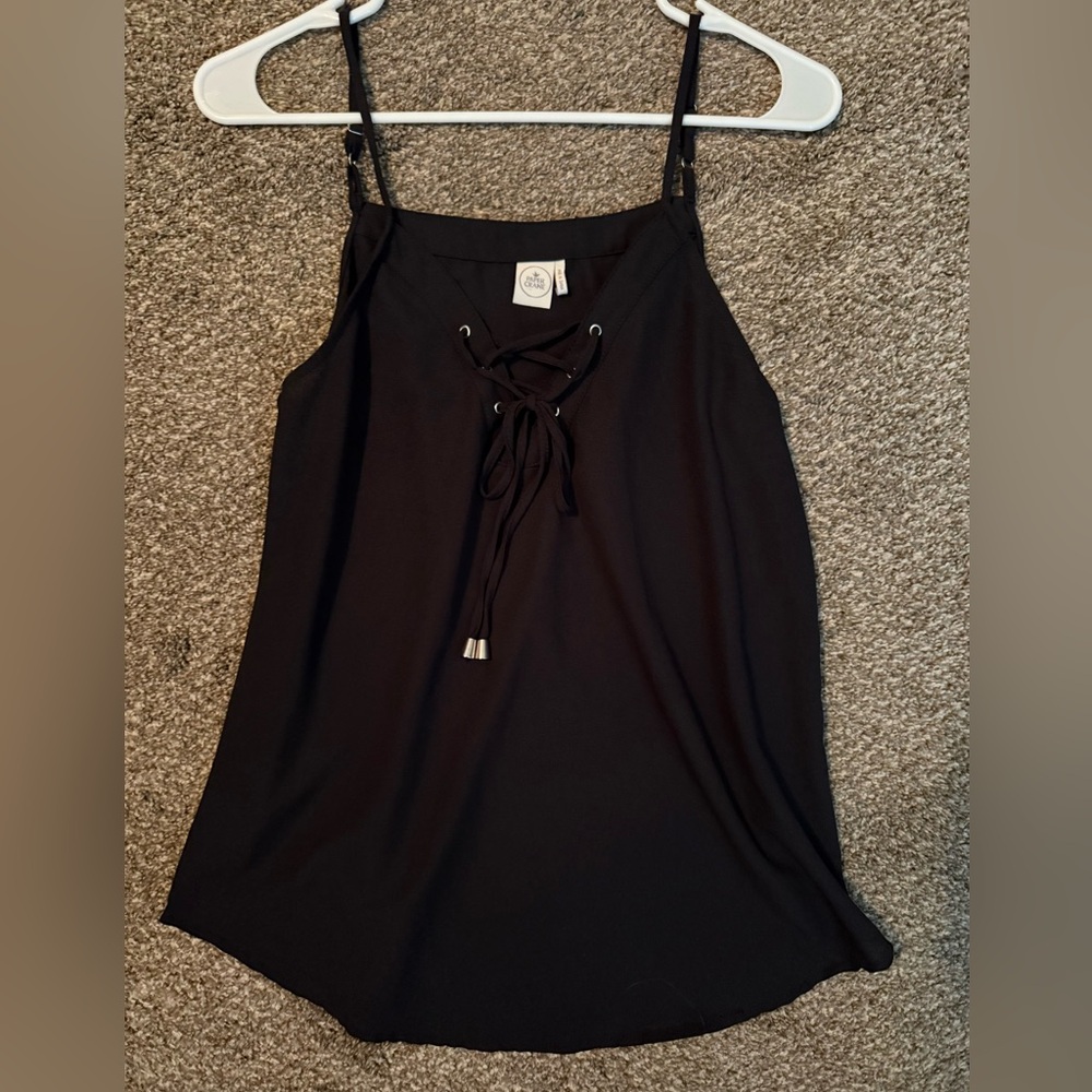 Paper Crane Black Lace-Up Camisole